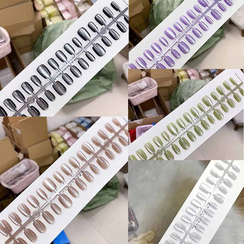 Different Short Press Nails Cat Eyes Decoration Wearable False Full Qme