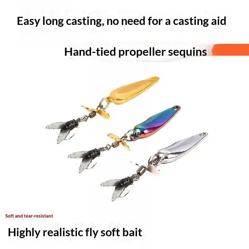 Fly Spinning Propeller Metal Sequins Soft Bait Micro Fishing Flies Qme