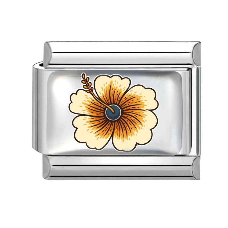 Design Colorful Earth Sun Sunflowers Stainless Steel Link Fit Italian