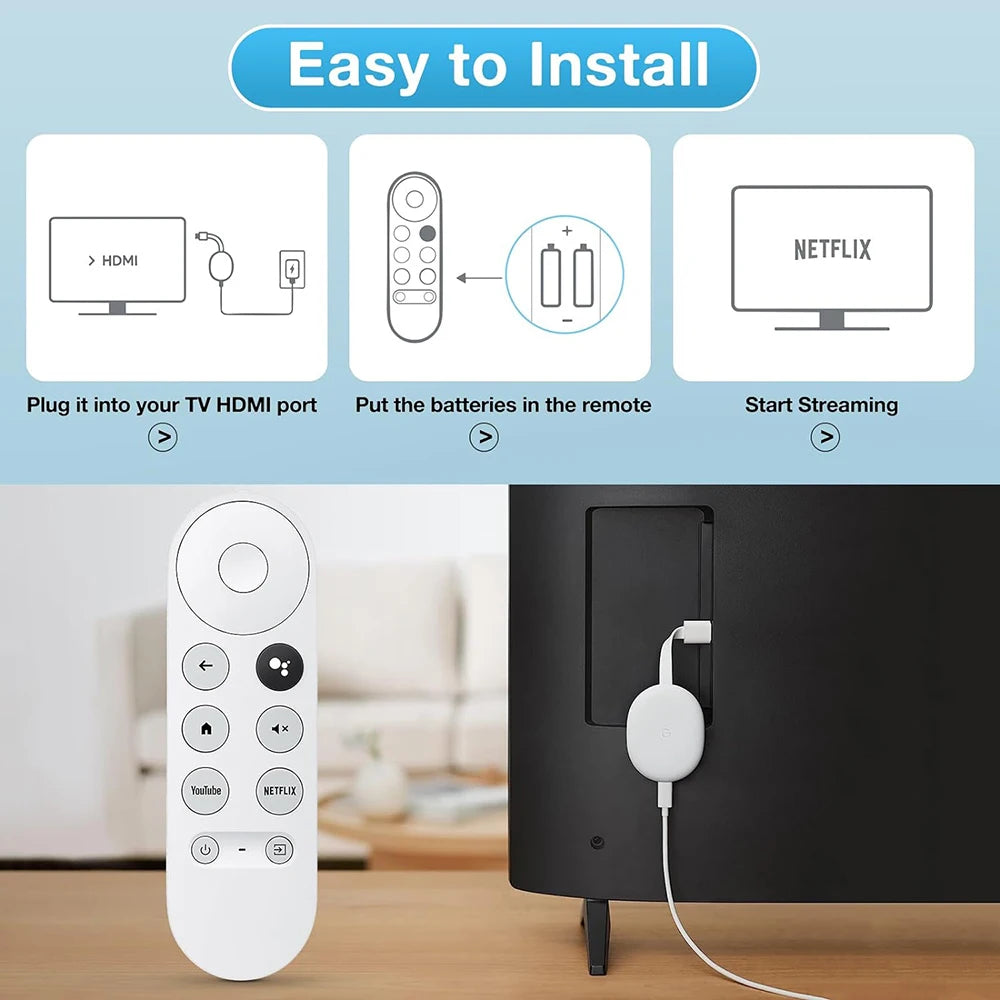 New Voice Remote Control for Google Chromecast TV 4K (Snow), Replacement Remote for Google Chromecast 4k Snow HD TV G9N9N GA0140 Qme