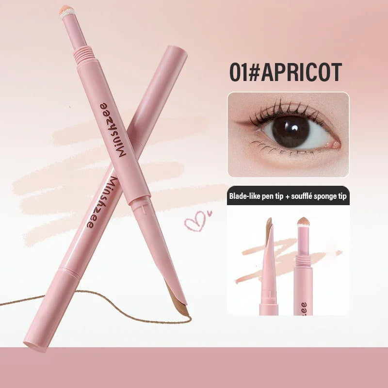 Lying Silkworm Eyeliner Pen Under Eye Highlight & Shadow 2 in 1, Waterproof Smudge-Proof Eye Makeup, with Blending Sponge Tip Qme 01