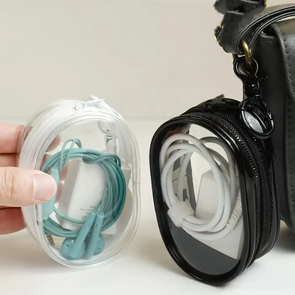 Versatile Clear Cord Storage Bag Compact Travel Electronics Organizer Qme