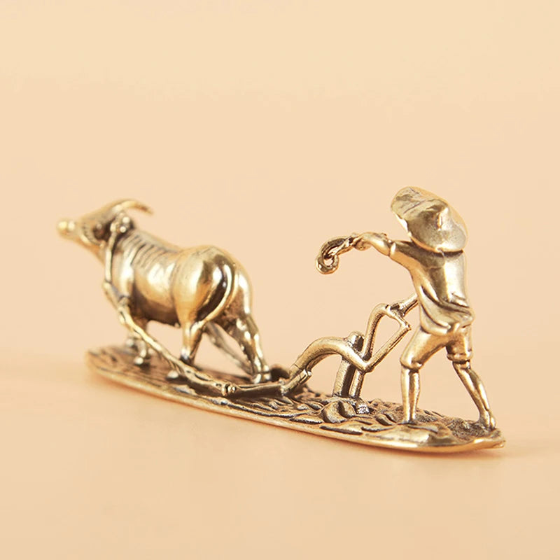 Vintage Home Ornament Collection Tea Pet Brass Carving Handholds Qme