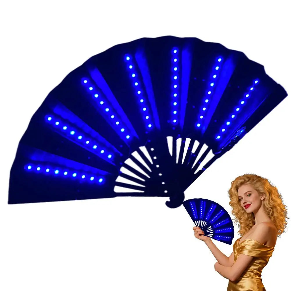 Light Up Folding Fan Line Dancing Women Hand Glowing Stage Qme B