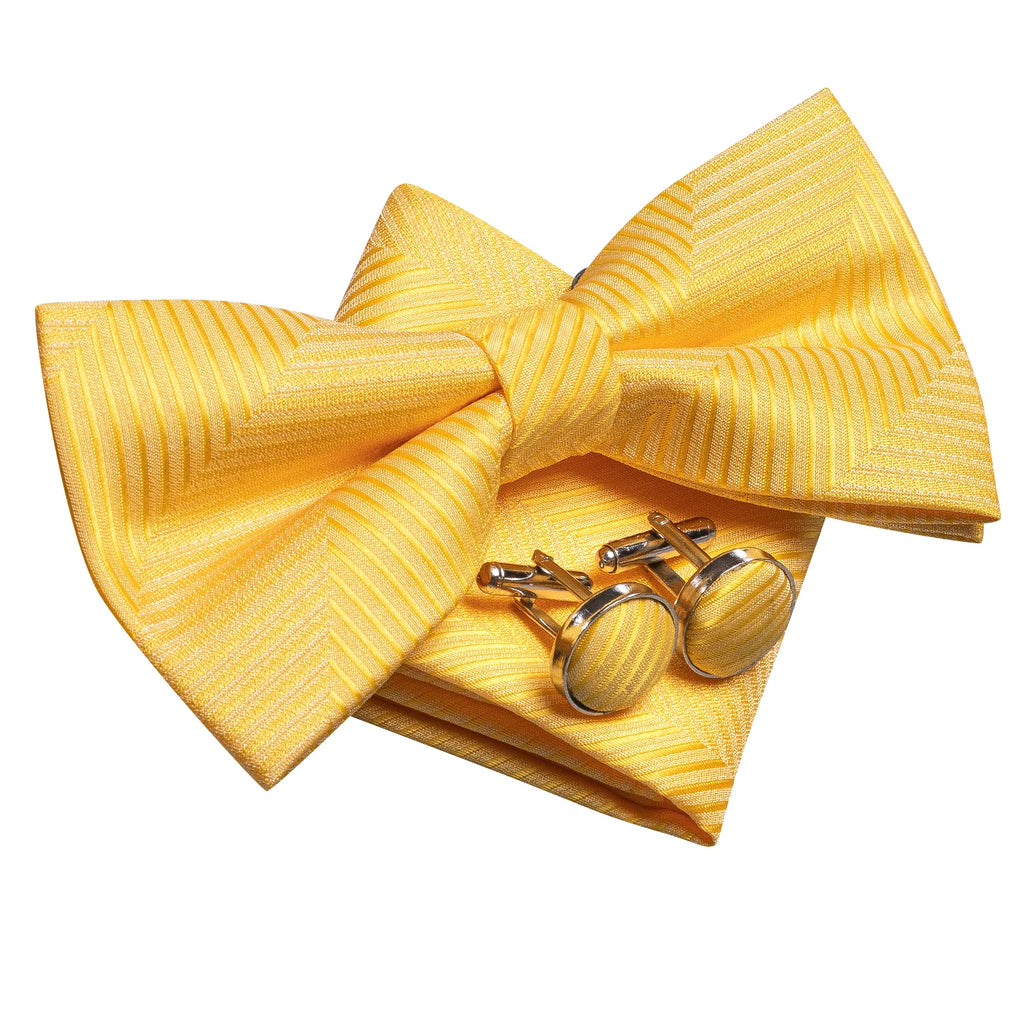 Hi-Tie Classic Bow Ties for Men Silk Butterfly Pre-Tied Male Bowtie Pocket Square Cufflinks Set Jacquard Paisley Floral Wedding Qme