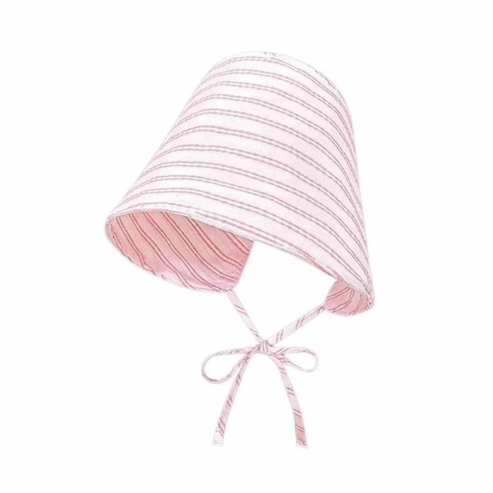 French Large Brim Sun Protection Hat Wide Foldable Bucket Breathable Qme Pink Stripes