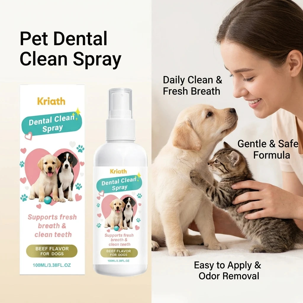 Pet Oral Care Spray Removing Dental Plaque Eliminating Odor Relieve Gum Discomfort Freshing Breath No‑brush Teeth Cleaning Spray Qme