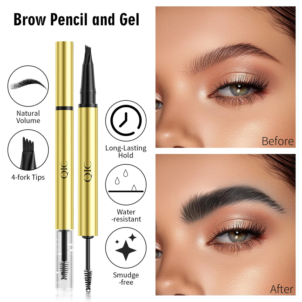 5 Colors 1pc Eyebrow Pen Waterproof 4 Split Tip Eyebrows Pen Eyebrow Tattoo Pen Waterproof Liquid Black Eyebrow Makeup Pencil Qme