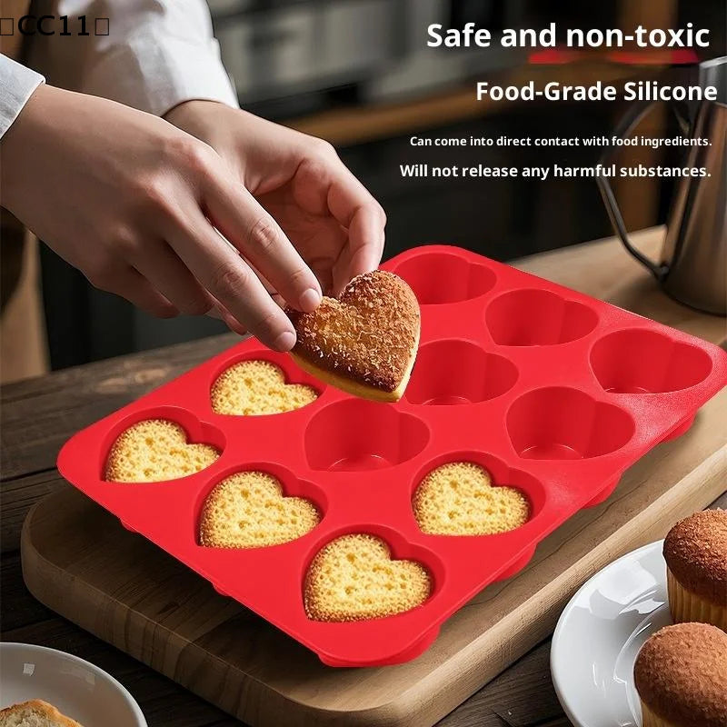 Heart Shaped Chocolate Silicone Baking Molds French Dessert Mousse Qme