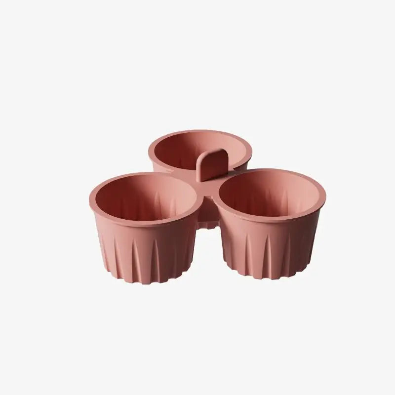 Air Fryer Egg Mold Round Shape Eggs 3 Cavity Non-stick Silicone Pan Qme Pink