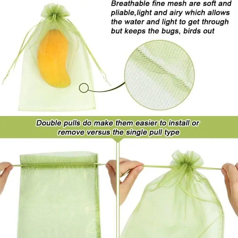 20 Reusable Fruit Proof Drawstring Bags Plants Protection Mesh Pest Qme