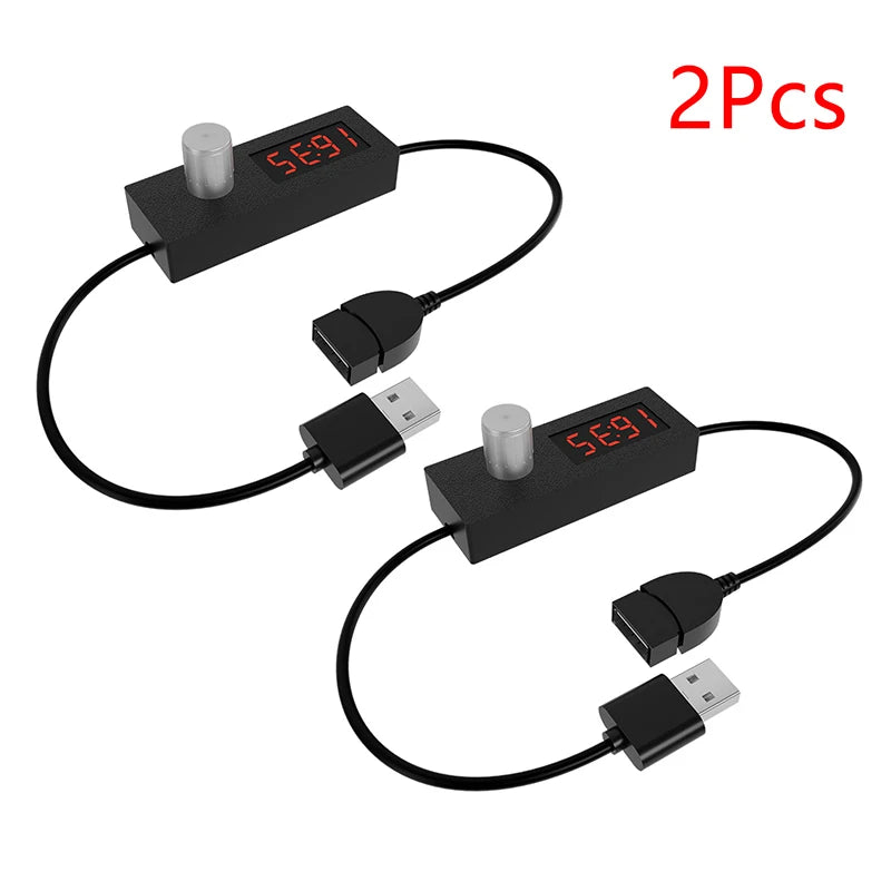 Automatic Shutdown Timer Digital Countdown USB Switch Cable Wire Qme 2Pcs