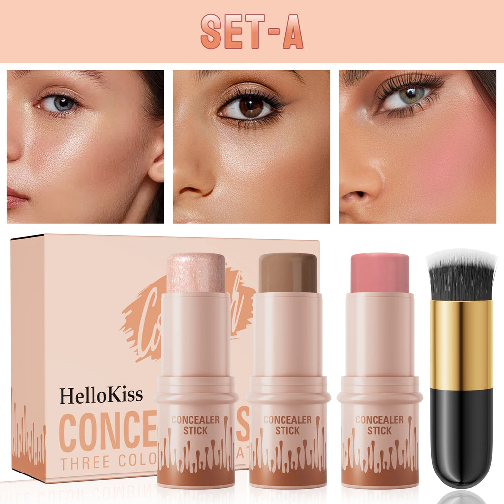 Contour Stick Set Natural Matte Finish Highlighters Shadow Waterproof Contouring Wand V-face Shaping Contour Pen Face Makeup Qme 9507A-020English