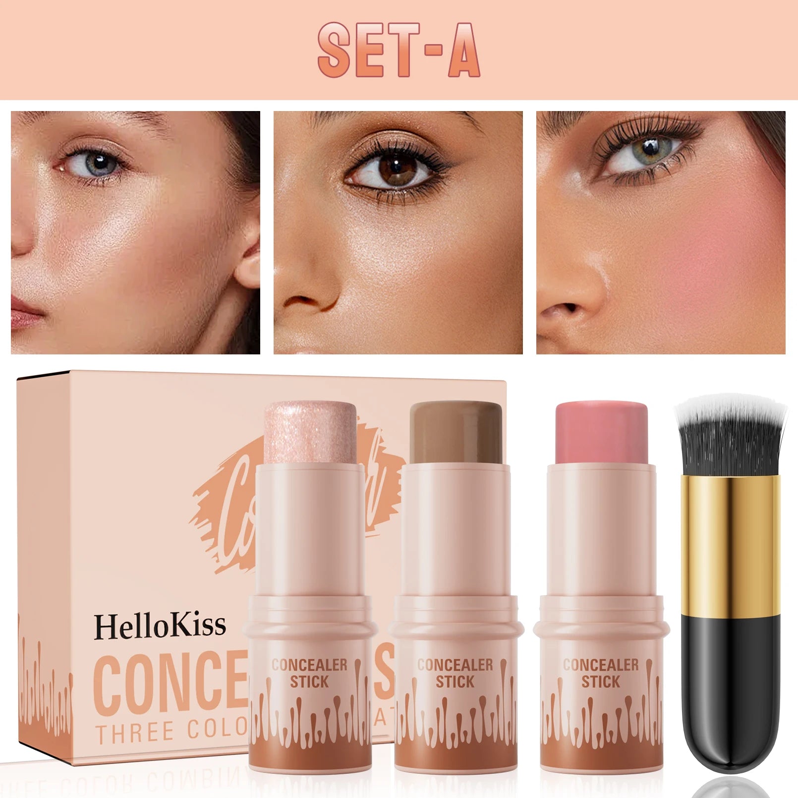 Contour Stick Set Natural Matte Finish Highlighters Shadow Waterproof Contouring Wand V-face Shaping Contour Pen Face Makeup Qme 9507A-020English