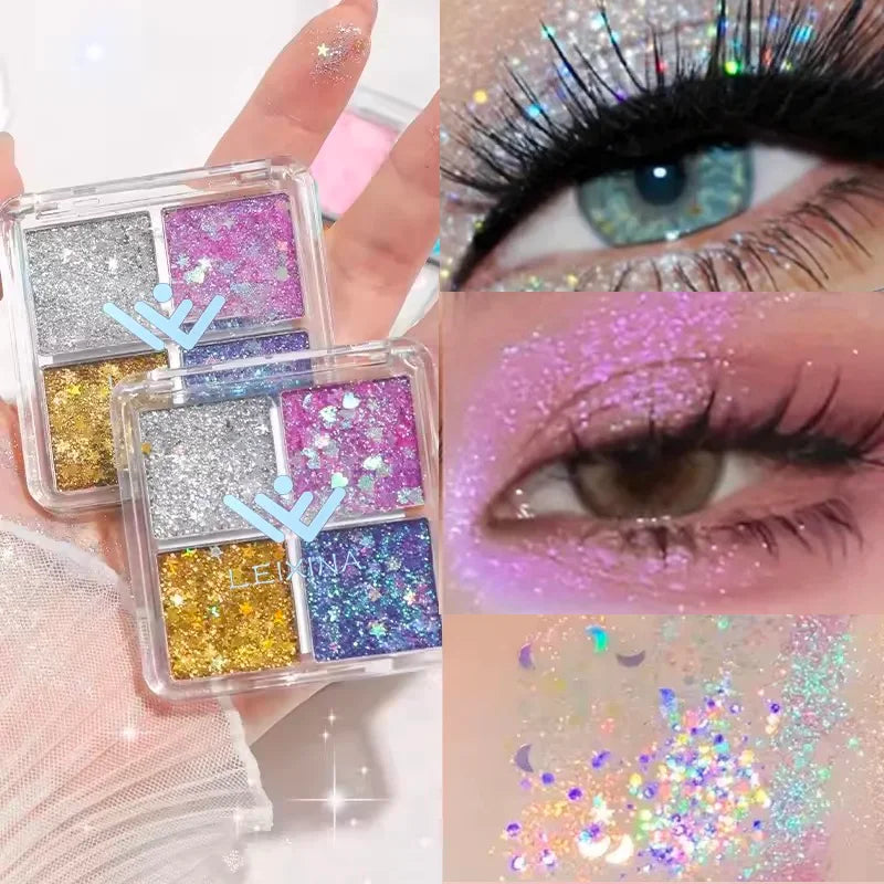 Mini 4 Eyeshadow Palette Pearl Glitter Elf Realm Pink Shimmer Sequin Qme