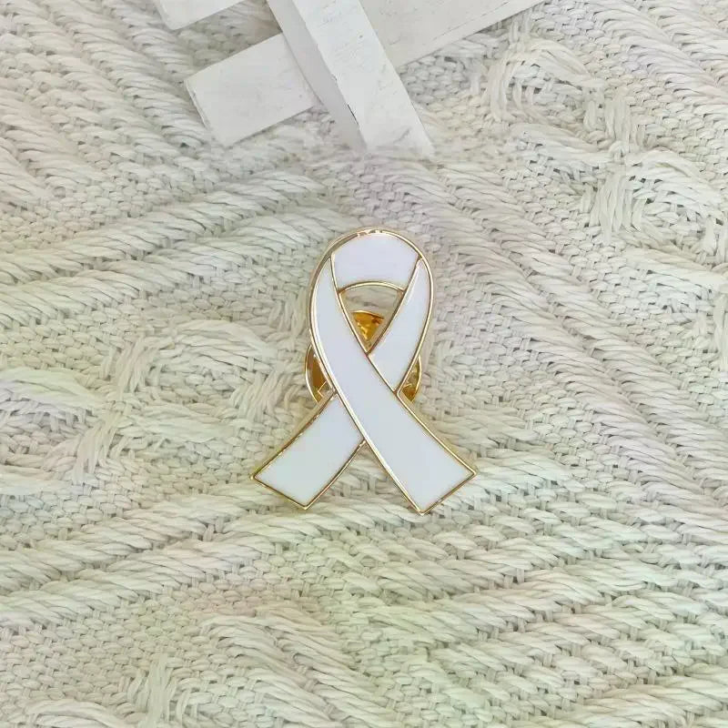 1/5/10Pcs Black White Ribbon Brooch Funerals Memorial Pin For Woman Men Metal Ribbon Mourning Badge Suit Dress Shirt Accessories Qme