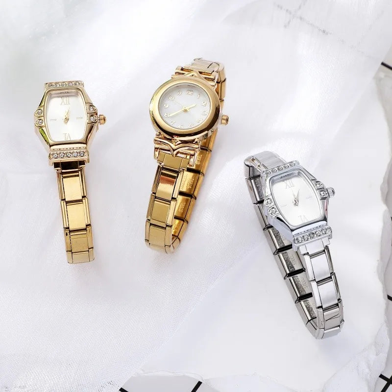 2025New Fit 9MM Width Italian Charm Square Zircon Elastic Watch High Quality Bracelets Bangle for Party Birthday Daily DIY Gifts Qme