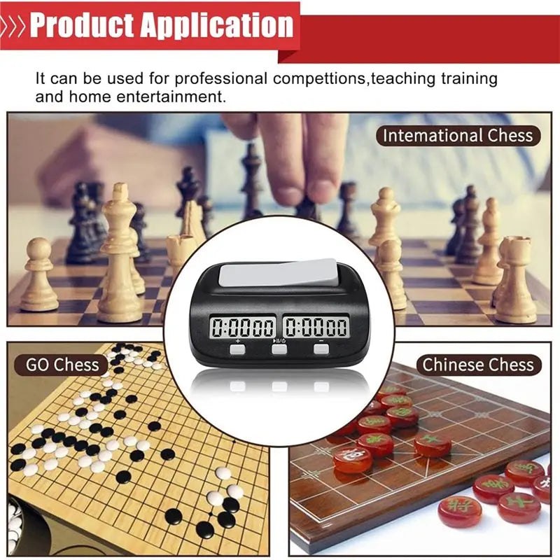 A02F-Digital Chess Timer With Delay Feature, Portable Clock Board Game Timer And Multiple Time Control Options Qme