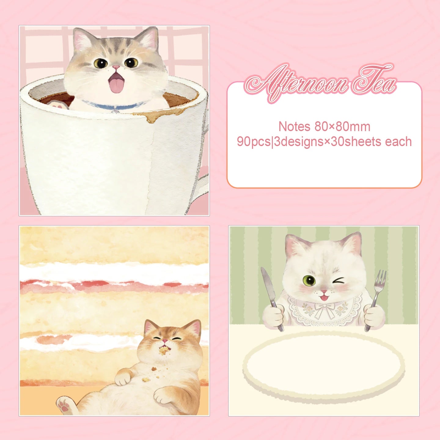 TIANZI 90 Sheets Daily Do It Check List Memo Pad Scrapbooking Cat Cartoon Message Paper Kawaii Cute Sticky Notes School Supplies Qme B