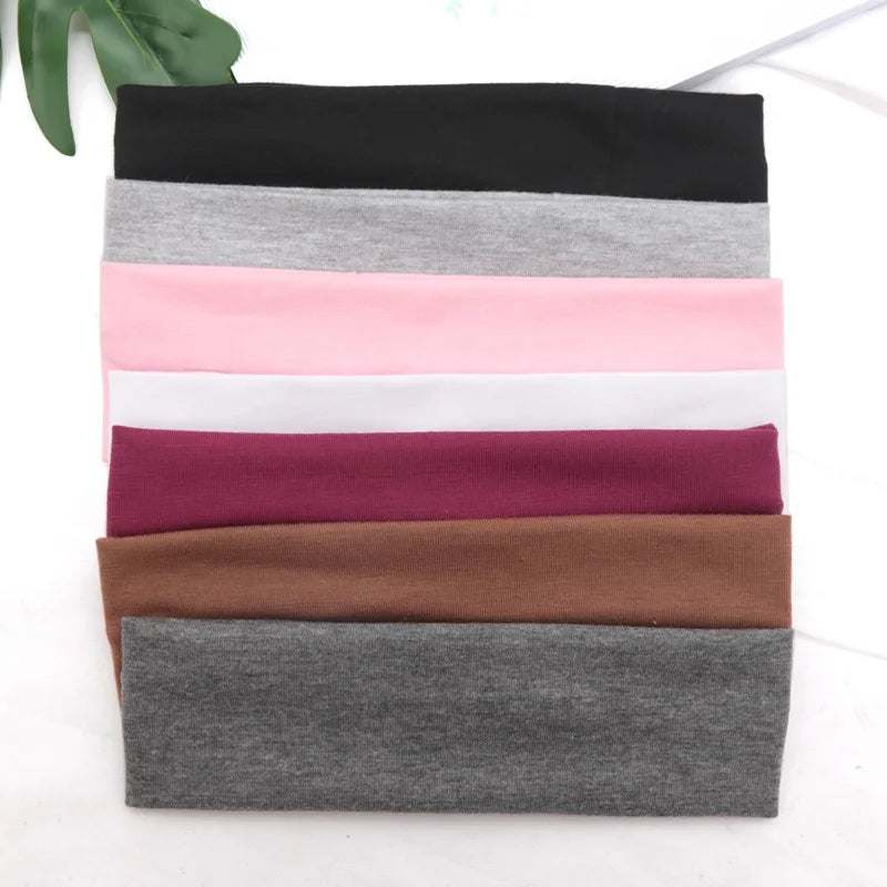 Cotton Solid Sports Headbands Gym Running Yoga Sweat Hair Bands Qme