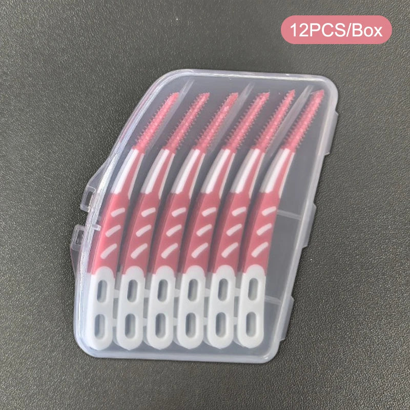 1 5 Box Interdental Silicone Brushes Teeth Stick Toothpicks Dental Qme Red