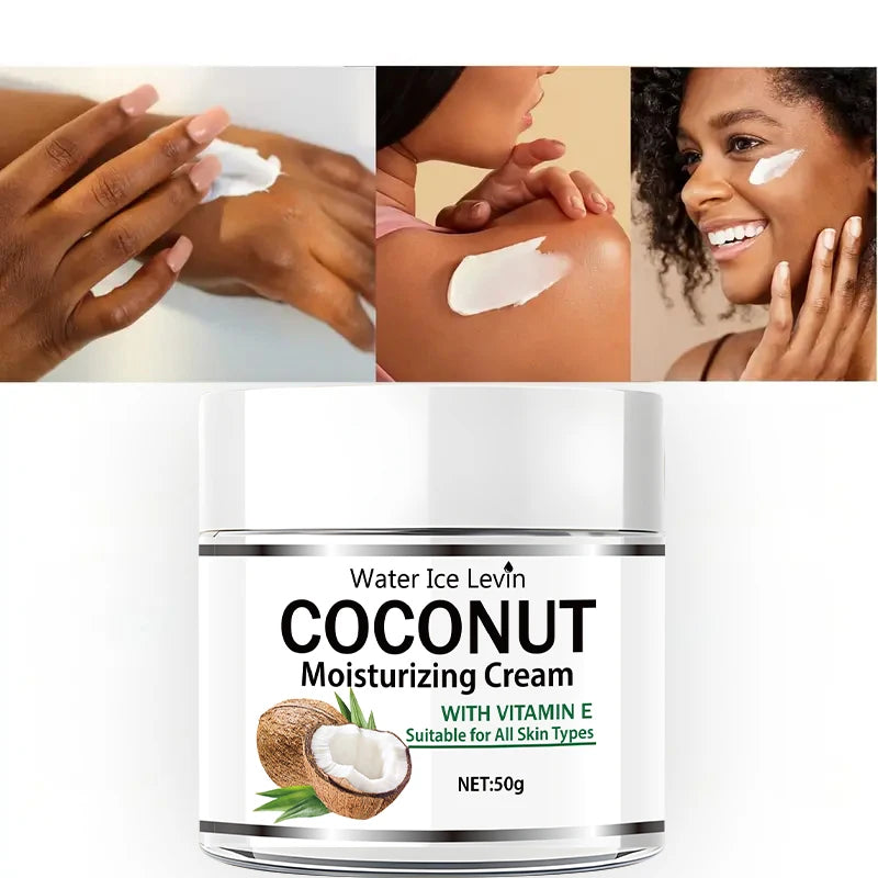 50g Coconut Oil Moisturizing Cream | Collagen and Vitamin E | Alcohol-Free | Suitable for All Light Skin Tones | Moisturizing Formula Containing Hyaluronic Acid and Retinol Qme