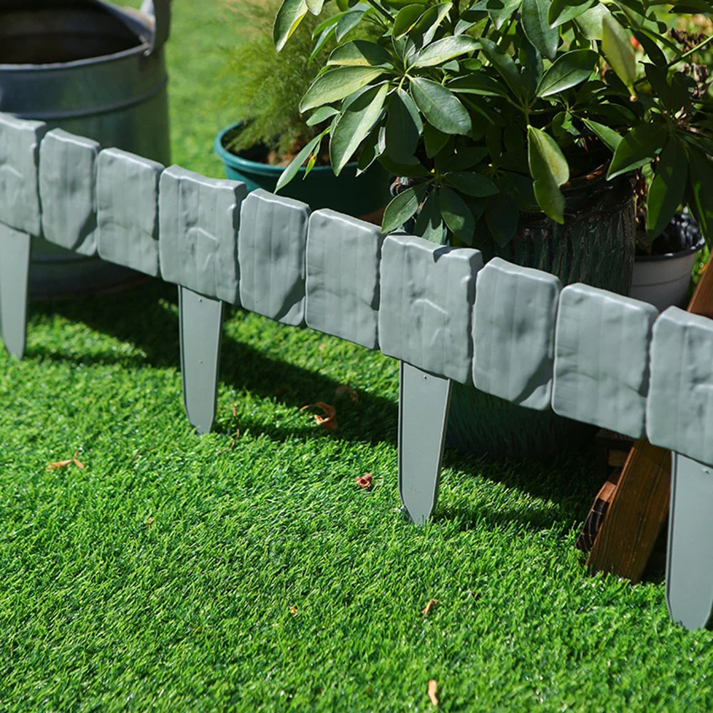 10/20pcs Garden Fence Imitation Stone Plant Support Stake Outdoor Edging Decorative Border DIY Lawn Yard Landscape Plant Fence Qme