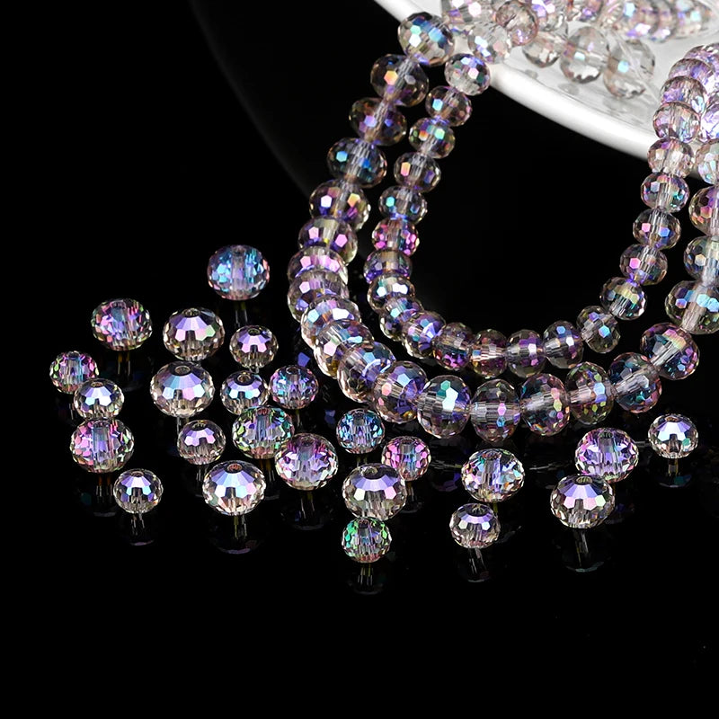 6mm 8mm 96 Austria Crystal Beads Faceted Round Loose Spacer Beads Rhinestone for Jewelry Making DIY Necklace Bracelet Earring Qme