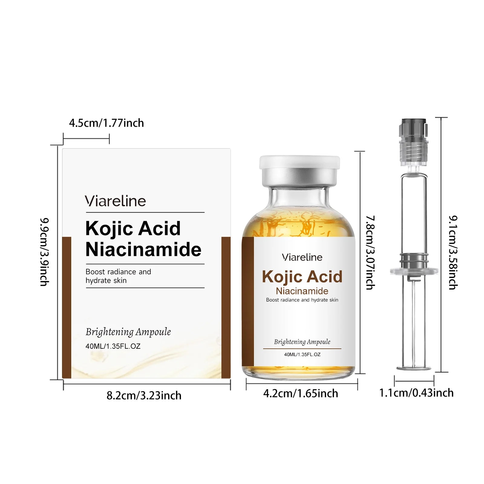 Niacinamide Brightening Ampoule Serum Face Hydrating Even Tone Nourishing Brightening Essence Kojic Acid Dark Spot Corrector Qme 40ml Boxed
