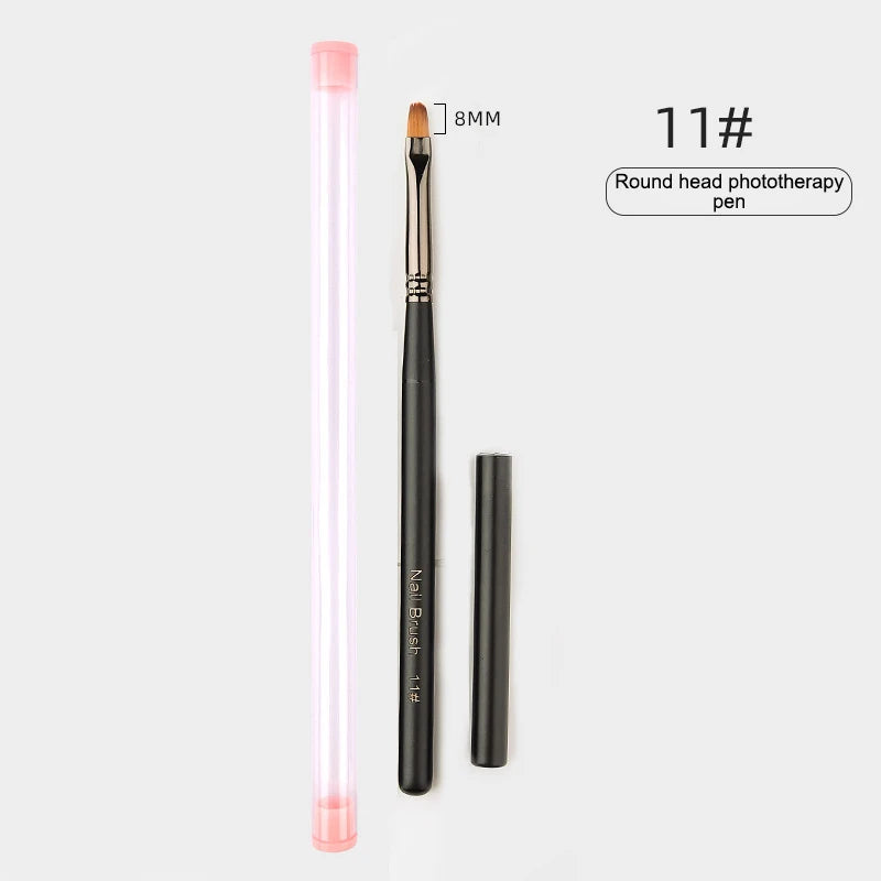 Wooden Handle Nail Drawing Brushes Manicure Lines Painting Gradient Qme A11