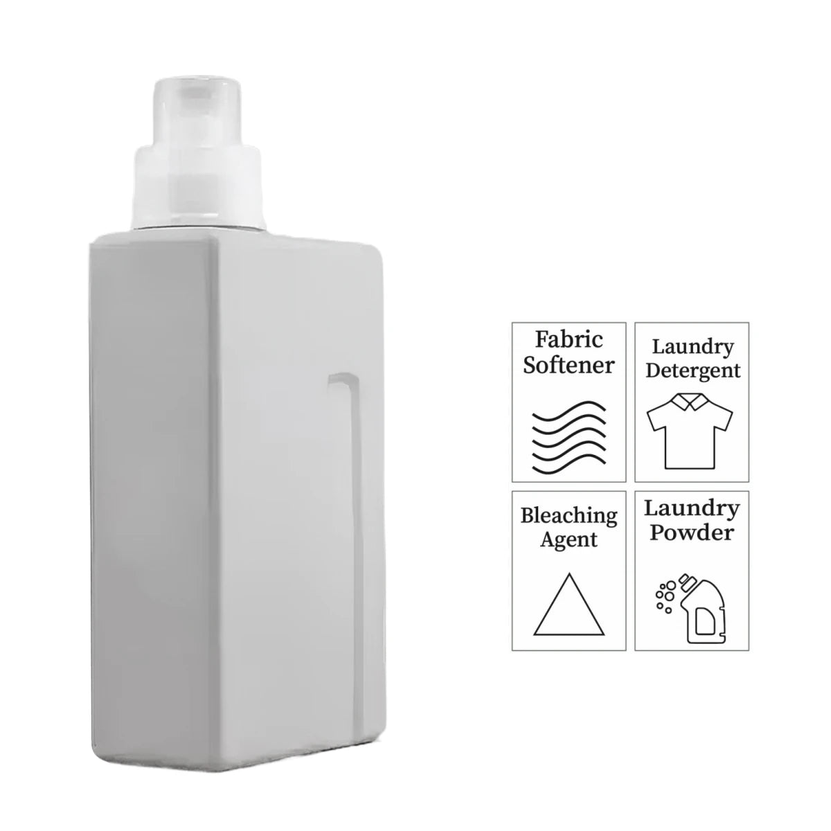 1000ml Laundry Detergent Dispenser Bottle Refiilable Laundry Storage Container for Liquid Powder Softener Laundry Room Canister Qme Light Grey