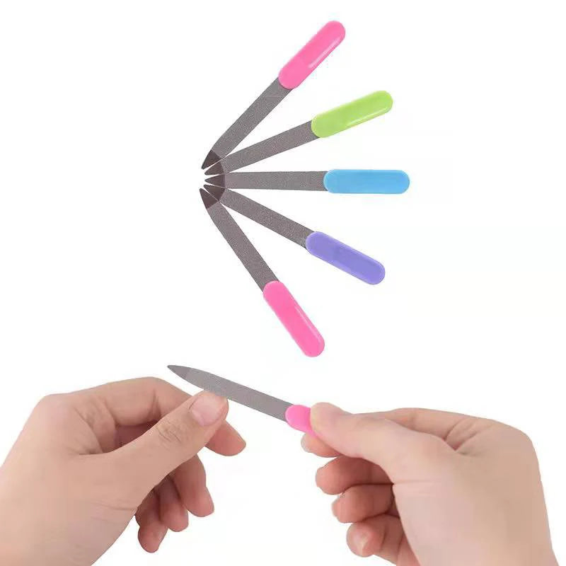 10 Lot Reuse Nail Art Buffer Files Stainless Steel Plastic Handle Qme