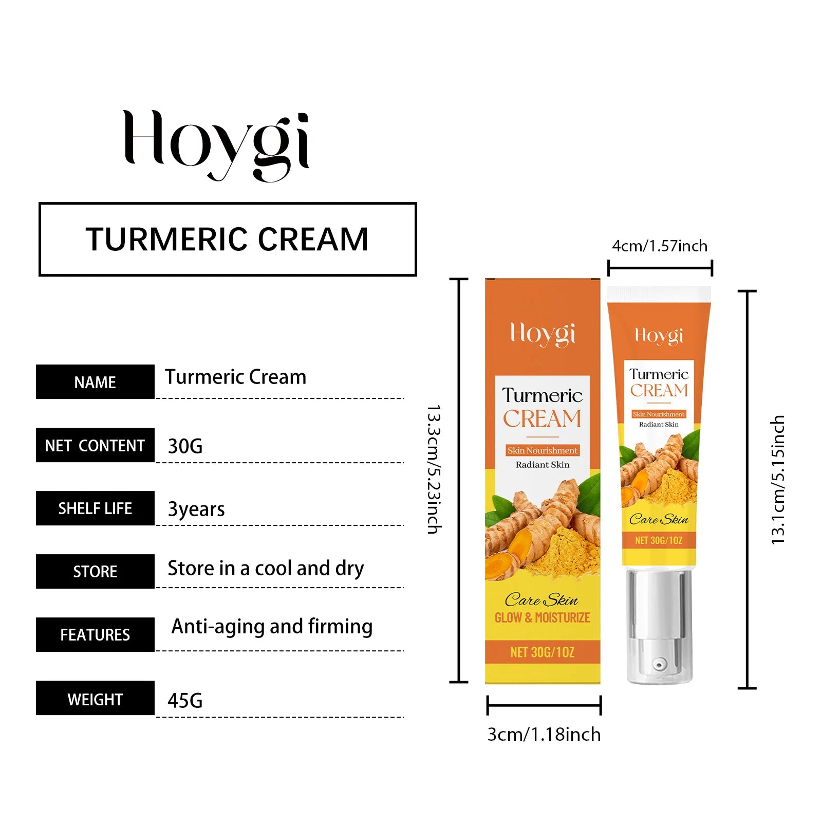 Turmeric Brightening Skincare Set Turmeric Cream & Facial Cleanser Reduces Dullness Moisturizing Soothing Anti-Wrinkle Skin Care Qme Facial Cream B