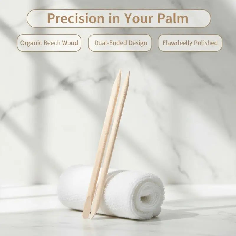 50 Natural Wood Manicure Cuticle Sticks Dual Tip Nail Art Remover Qme
