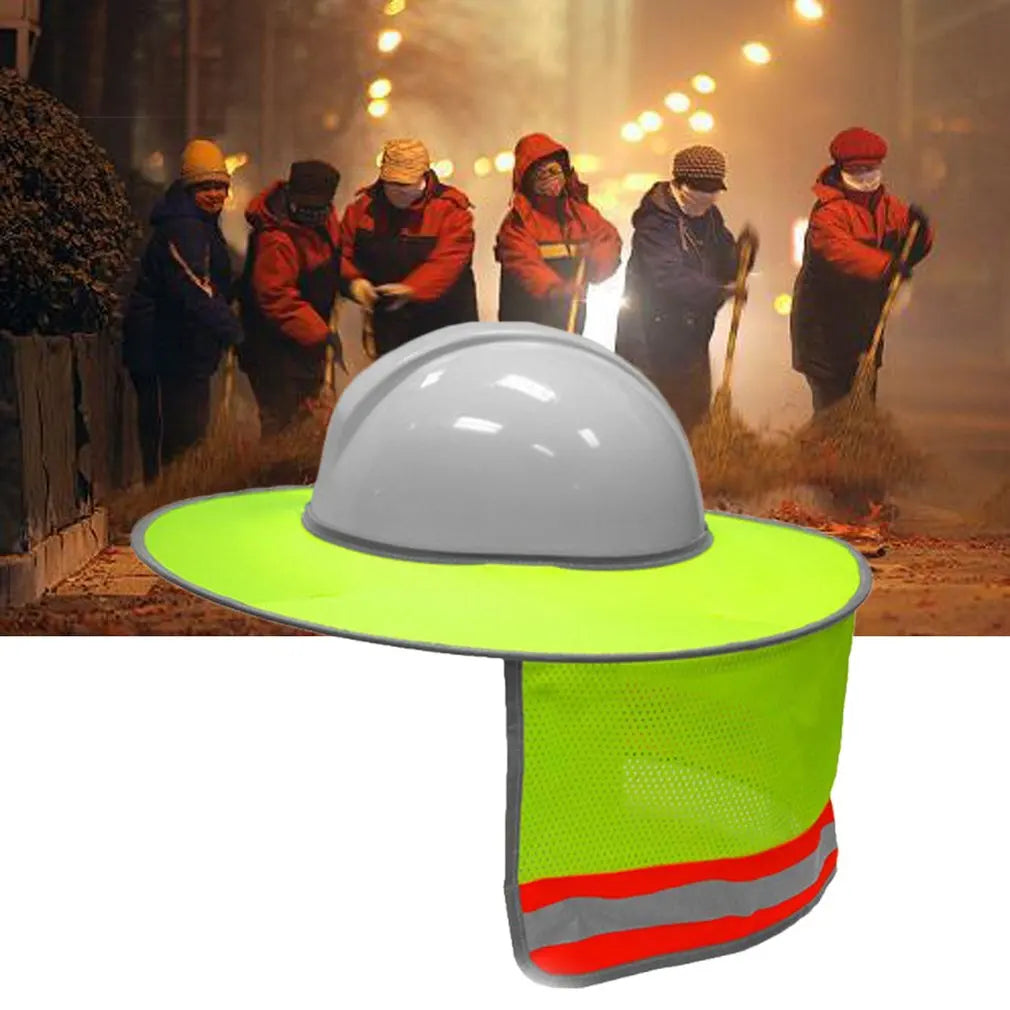 2PCS Sunshade Outdoor Construction Safety Hard Hat Sun Shade Neck Shield Reflective Stripe Protective Helmets Shield Qme