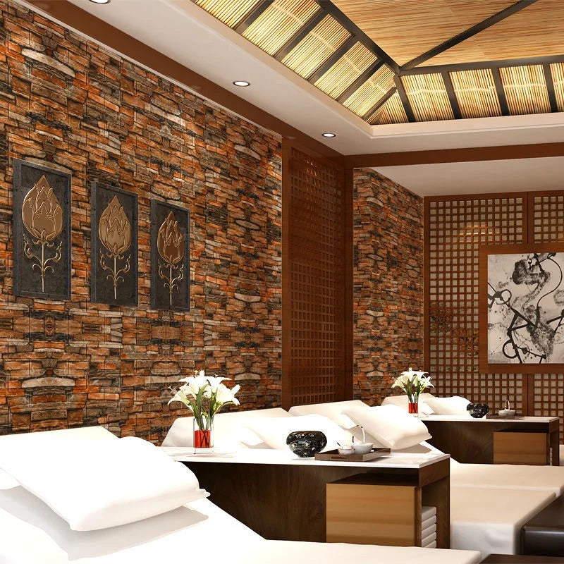 40 Pieces of Decorative Self-Adhesive Waterproof and Moisture-Proof 38.5X35cm Imitation Brick Wallpaper for Bedroom Walls Qme