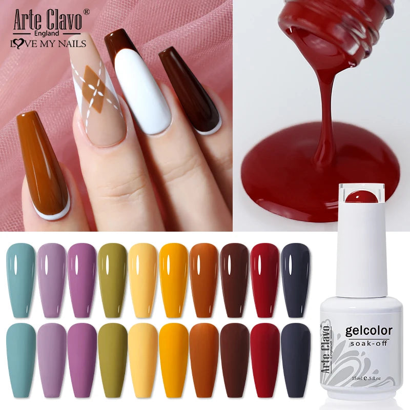Arte Clavo15ml Gel Nail Polish Art 65 Colors Colorful Soak Off UV Qme