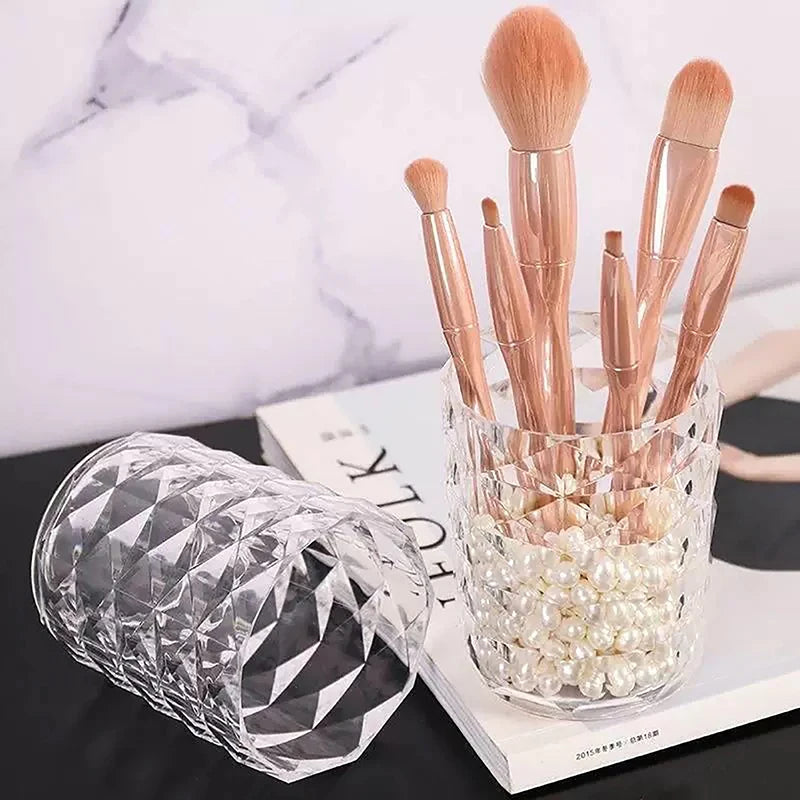 Cosmetic Brush Holder Cup Transparent Pen Dressing Table Storage Qme