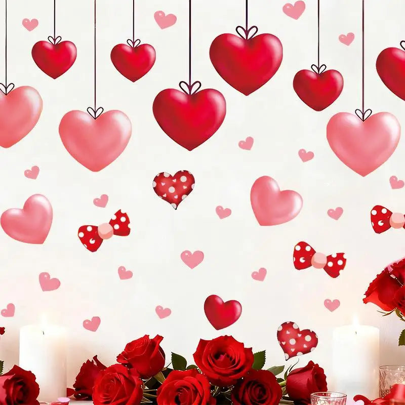 Heart Shaped Wall Window Stickers Valentine's Day Festive Party Atmosphere Decorations For Home Party Shop Restaurant Qme