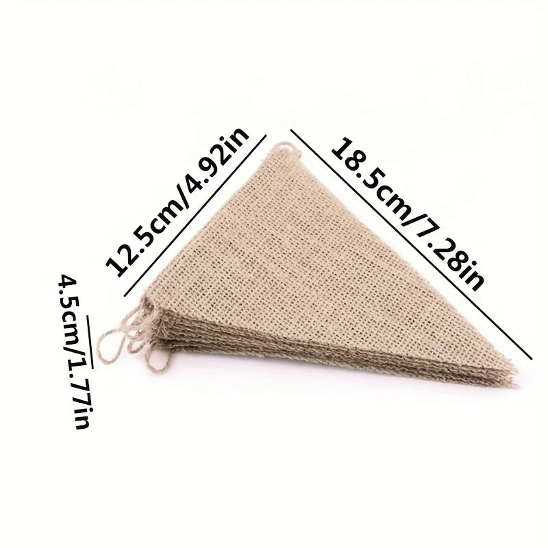 DIY Handicraft Christmas Wedding Party Decoration Linen Triangle Flag Qme