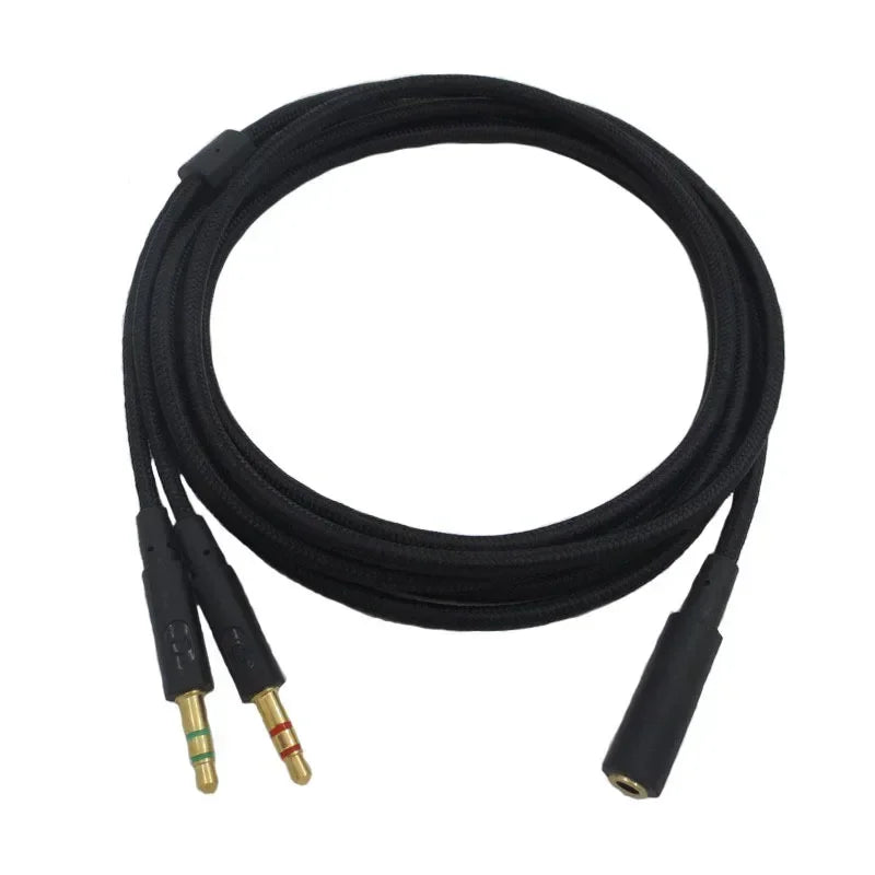 3.5mm Universal 2 In 1 Gaming Headset Audio- Extend Cable for HyperX Cloud II/Alpha-/Cloud Flight/Core Headphone Qme