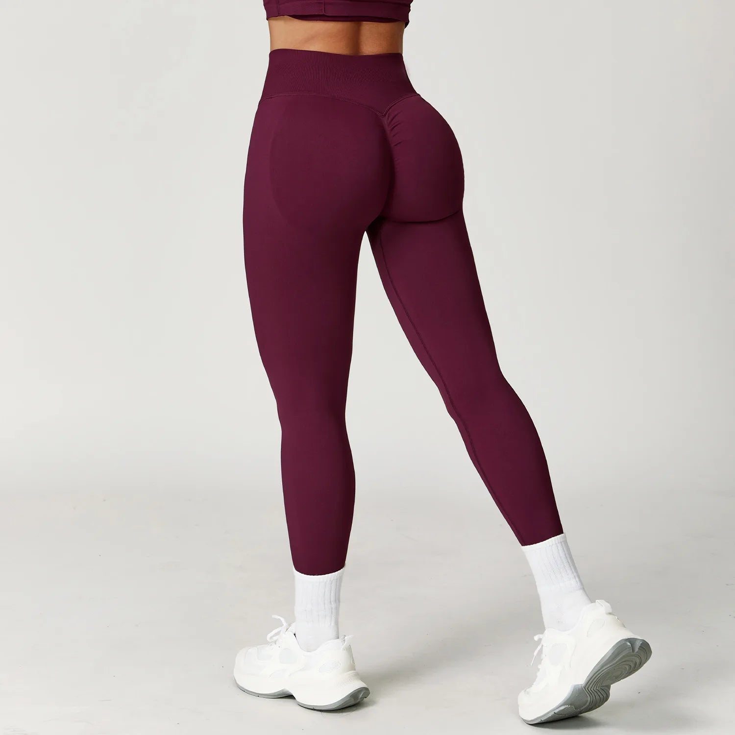 A Scrunch Butt Women Yoga Pants Seamless Sports Leggings High Waist Gym Fitness Tights Quick Drying Workout Pants Qme burgundy M
