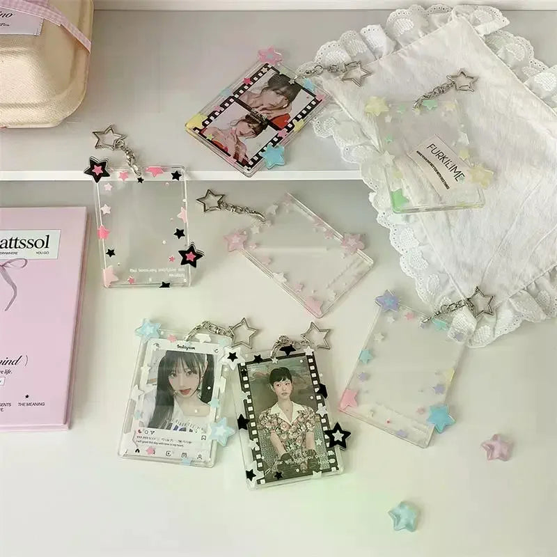 Cute Colorful Star Photocard Holder Card Idol Photo Storage Display Qme