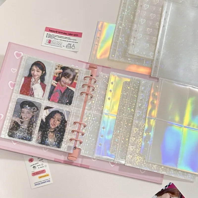 10Pcs/set Pockets Grids Photo Album A5 Inner Page Photocard Binder Photo Sleeve 6 Ring Refill Inner Page Photocard Kpop Qme