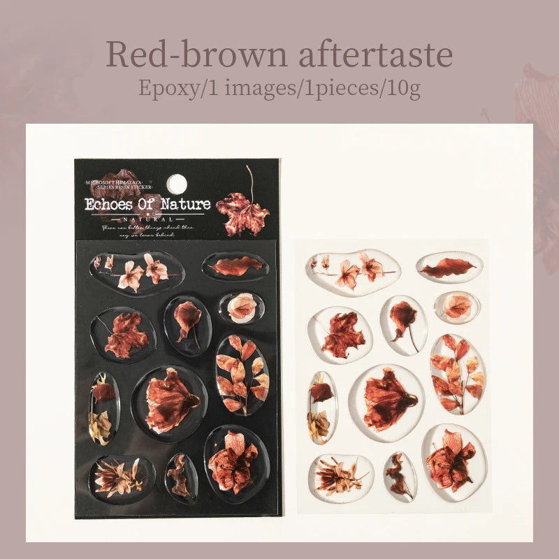1 Sheet Pressed Dried Flower Theme 3D Clear Epoxy Decorative Stickers for DIY Craft, Scrapbook, Gift Wrapping, Birthday Present Qme 5