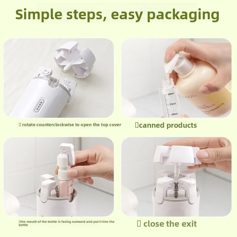 4-in-1 Shampoo Bottle Portable Cosmetics Lotion Bottle Storage Bottle Travel Separate Bottle Shampoo Bath Gel Separate Bottle Qme