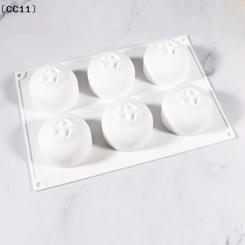 6 Cavity Blueberry Mousse Cake Baking Mold Fruit Shaped Dessert Qme