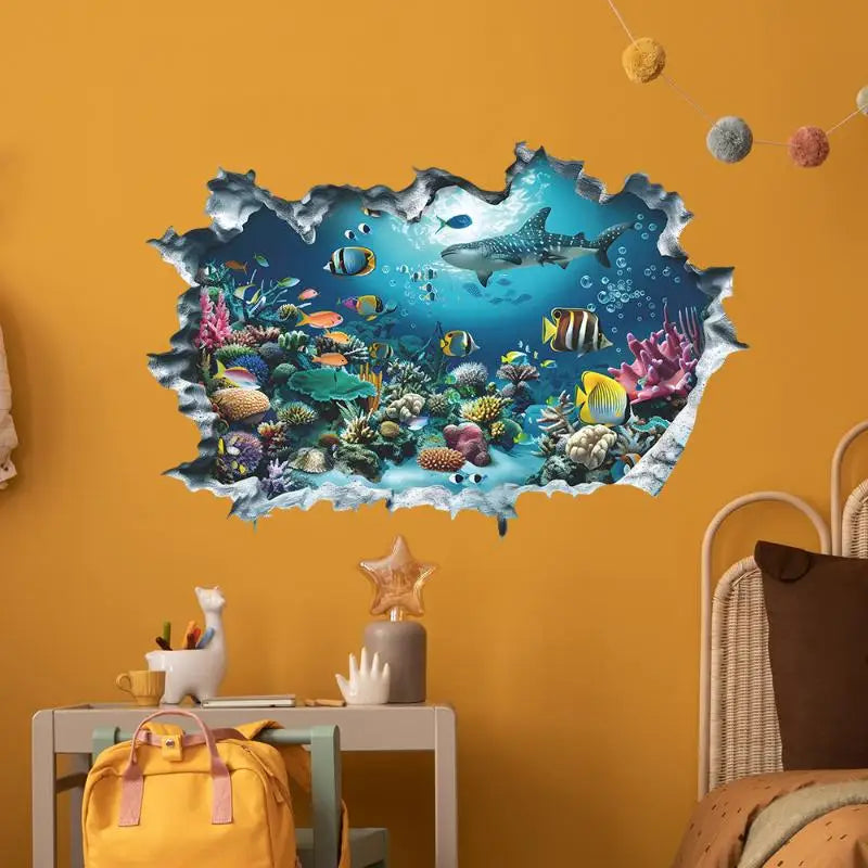 Kids Room Bathroom Kitchen Home Decor 3D Wall Stickers Shark Broken Qme Default Title