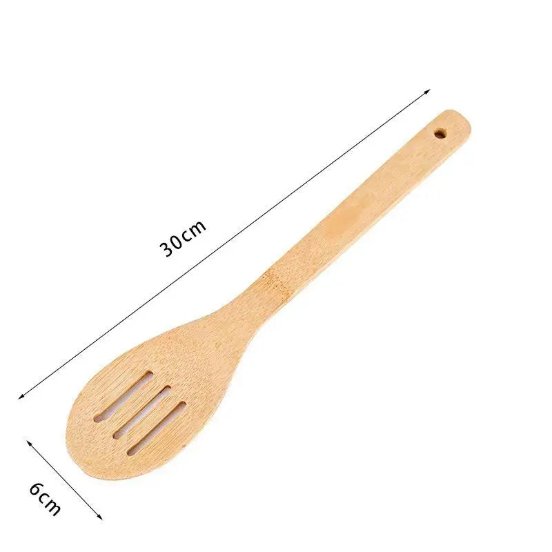 Bamboo Spoons Spatulas Wooden Kitchen Utensils Cooking Tools Mixing Qme