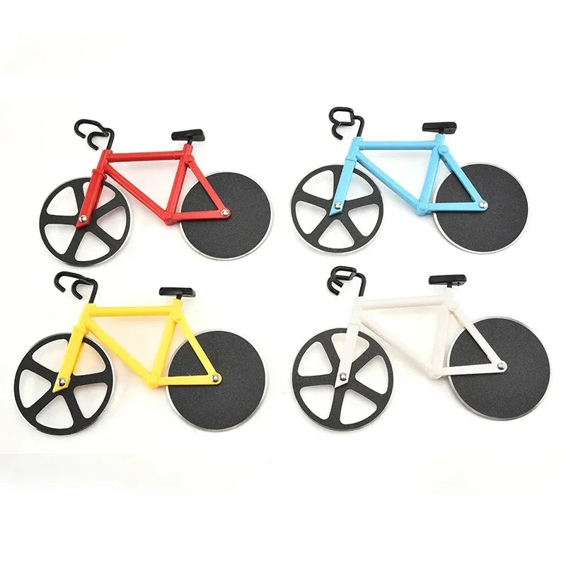 Stainless Steel Pizza Knife Two-wheel Bicycle Shape Pizza Cutting Knife Pizza Tool Bike Round Pizza Cutter Knives Kitchen Tools Qme